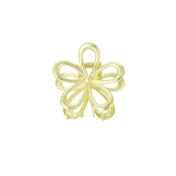 Haarklem flower power, aluminium, 7 x 7,2 cm, open bloemvorm, goud kleurig,