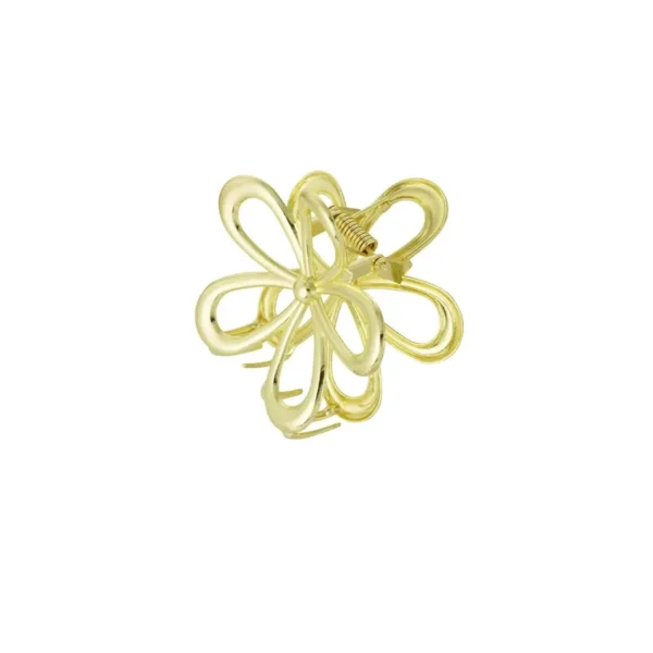 Haarklem flower power, aluminium, 7 x 7,2 cm, open bloemvorm, goud kleurig,