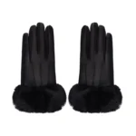 Handschoenen met faux fur, handschoenen, polyester, pu, onesize, zwart,