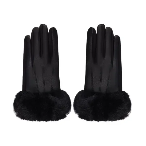 Handschoenen met faux fur, handschoenen, polyester, pu, onesize, zwart,
