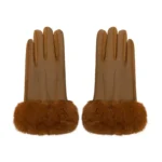 Handschoenen met faux fur, handschoenen, polyester, pu, onesize, beige,