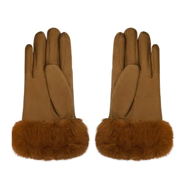 Handschoenen met faux fur, handschoenen, polyester, pu, onesize, beige,