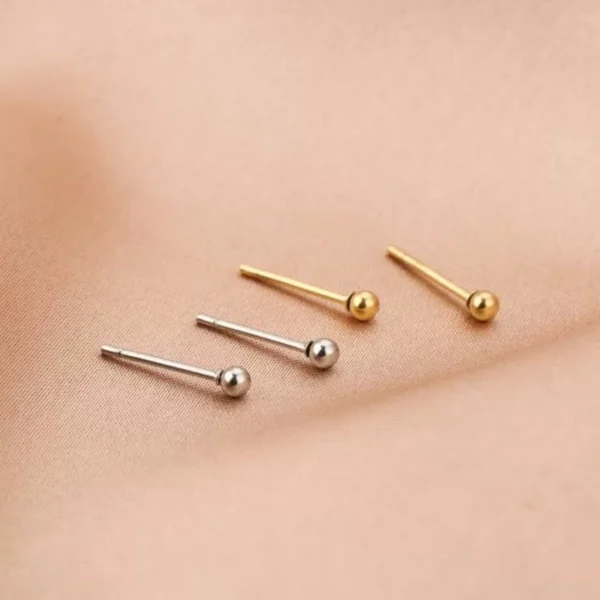 Oorstekers knopje, stainless steel, knopje van 0,2 mm, zilver en goud kleurig,
