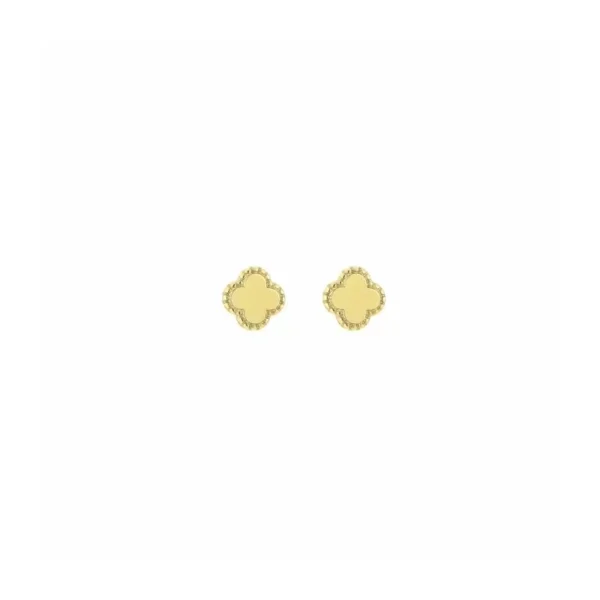 Oorsteker klavers, stainless steel, strass steentjes rondom, klaver vorm van 0,6 cm, goud kleurig