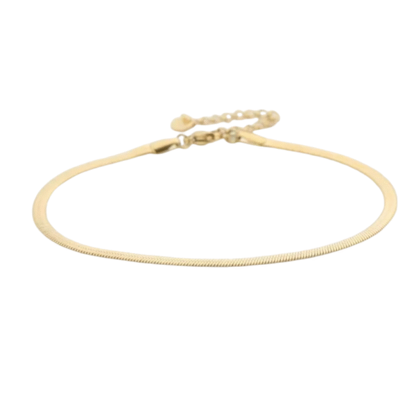 Plat enkelbandje 3mm, stainless steel, lengte 22+ 4 cm, 3mm breed, goud kleurig