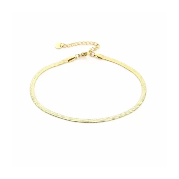 Plat enkelbandje 3mm, stainless steel, lengte 22+ 4 cm, 3mm breed, goud kleurig