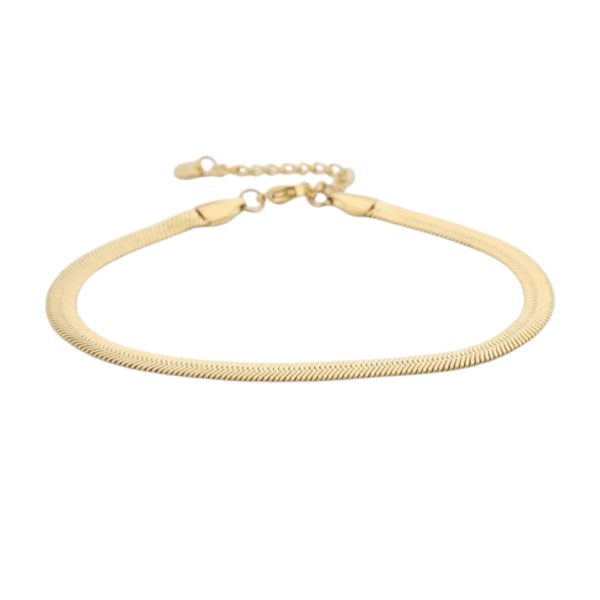 Plat enkelbandje 5mm, stainless steel, lengte 22+ 4 cm, 3mm breed, goud kleurig
