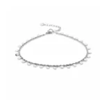 Enkelbandje coins, enkelbandje, stainless steel, 22 + 4 cm, met coins, zilver kleurig,