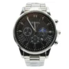 Heren horloge geneva, stainless steel, klapsluiting, 20 cm, 90 gram, zilver kleurig met zwarte plaat,