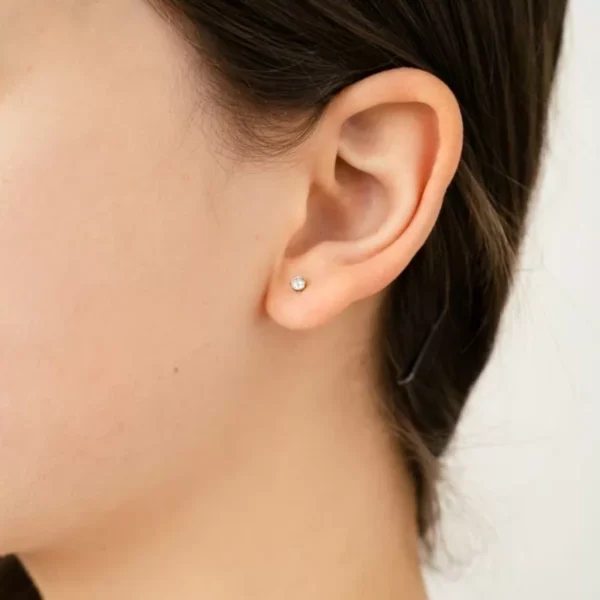 Oorsteker met steentje, Oorstekers, stainless steel, strass steentje, 0,3 mm diameter, goud kleurig,