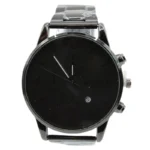 Heren horloge geneva, stainless steel, klapsluiting, 20 cm, 55 gram, zwart kleurig met zwarte plaat,