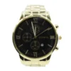 Heren horloge geneva, stainless steel, klapsluiting, 20 cm, 85 gram, goudkleurig met zwarte plaat,