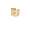Ring blaadjes met ruit steen, Ring, stainless steel, goud, roze steen, onsize,