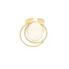 Ring steen met cirkels, Ring, stainless steel, goud, witte ovale steen, onezise