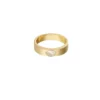 Ring basic met steentje, Ring, stainless steel, zirkonium, goud kleurig
