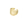 Ring cut out lijntjes, Ring, stainless steel, onesize, goud kleurig,