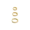 Oorbellen set of cirkels, stainless steel, zirkonium, goud kleurig, set van 3,