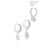 Ear party met hartjes, stainless steel, zirkunium steentjes, zilver kleurig