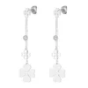 Hangende oorbellen klavertjes, Oorbellen, stainless steel, strass steentje, circa 7cm lang, zilver kleurig