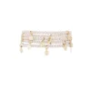 Armband met bloem bedels, Armband, kristallen kralen, koper, 18 cm, beige kleur,