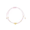 Armband met hartje, Armband, polyester, stainless steel, 13cm, roze met goud kleurig hartje,