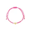 Armband met hartje, Armband, polyester, stainless steel, 13cm, fuchsia met goud kleurig hartje,