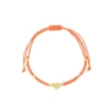 Armband met hartje, Armband, polyester, stainless steel, 13cm, oranje met goud kleurig hartje,