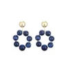 Statement oorstekers rond, oorbellen, rond kunststof in blauw, gouden metaal hanger, 68 bij 44mm,