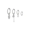 Oorbellen set four in a row, Oorbellen, A Symetrische, stainless steel, zirkonium steentje, zilver kleurig
