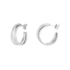 Triple treasure oorbellen, oorbellen, stainless steel, 2,4 bij 1cm, zilver kleurig