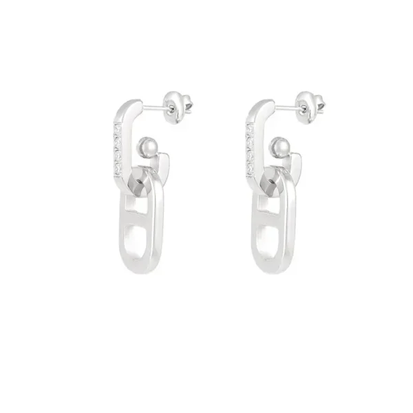 Oorbellen schakel met steentjes