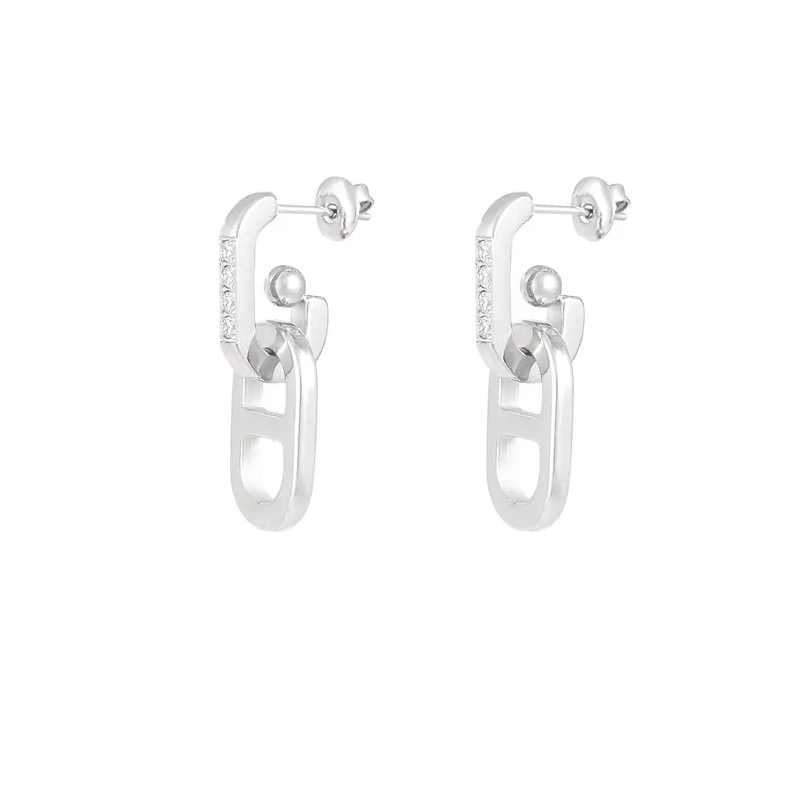 Oorbellen schakel met steentjes