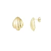 Schelp oorbellen, stainless steel, circa 2 bij 2cm, goud kleurig,