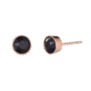 Oorbellen zwart steentje, Stainless steel, knopje van 0,5-1cm, rozegoud kleurig met zwart kristal,