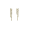 Strass oorbellen, Oorbellen, Dames, Stainless steel, strass steentjes, lengte 3,5 bij 0,8cm, goud kleurig