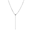 Y ketting met hartje, Ketting, dames, stainless steel, strass steentjes, 40 + 5cm, zilver kleurig