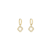 Sprakling clover, Oorbellen, dames, stainless steel, strass steentjes, goud kleurig